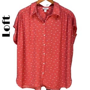 Loft. Cantaloupe Camp Shirt. Size XL